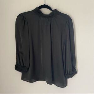 Zara Women’s Mock Neck Chiffon Black Blouse